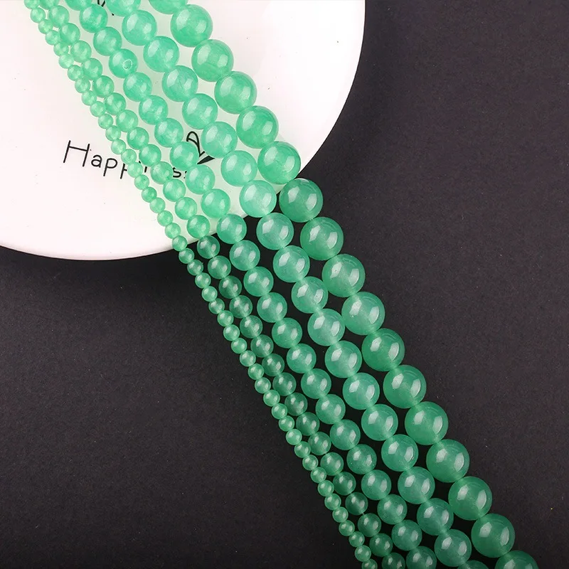 Myanmar Grade A Jadeite Green Jade Bead For Jewelry Making Diy String Bracelet Beaded Necklace Burma Jade Round Beads Accessorie