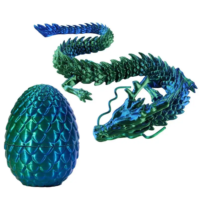 Crystal Dragon Action Figures 3D Printed Articulated Dragon With Egg Dinosaur Christmas Fidget Toy For Girls Kids Easter Basket