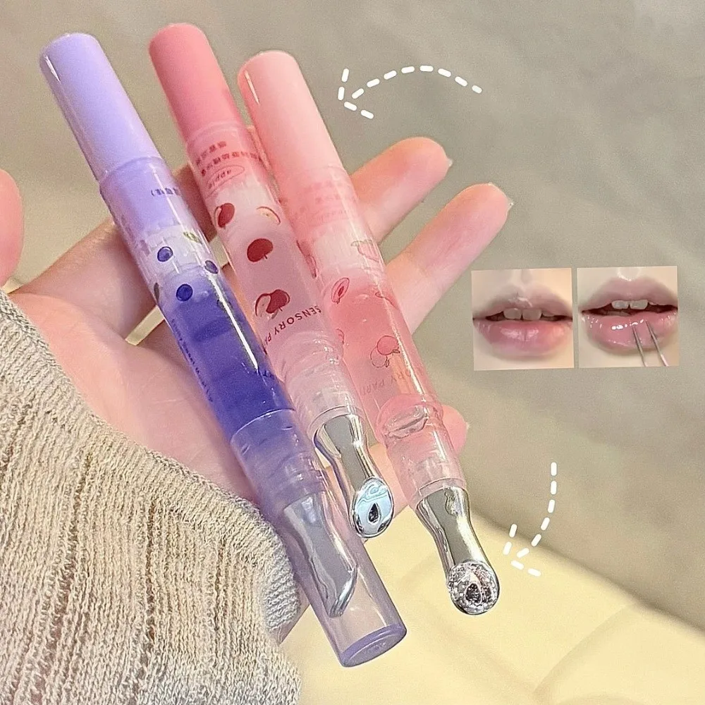 New Fruit Flavor Mirror Lip Gloss Hydrating Long Lasting Lip Glaze Tint Non-stick Cup Water Clear Peach Lip Oil Primer Women