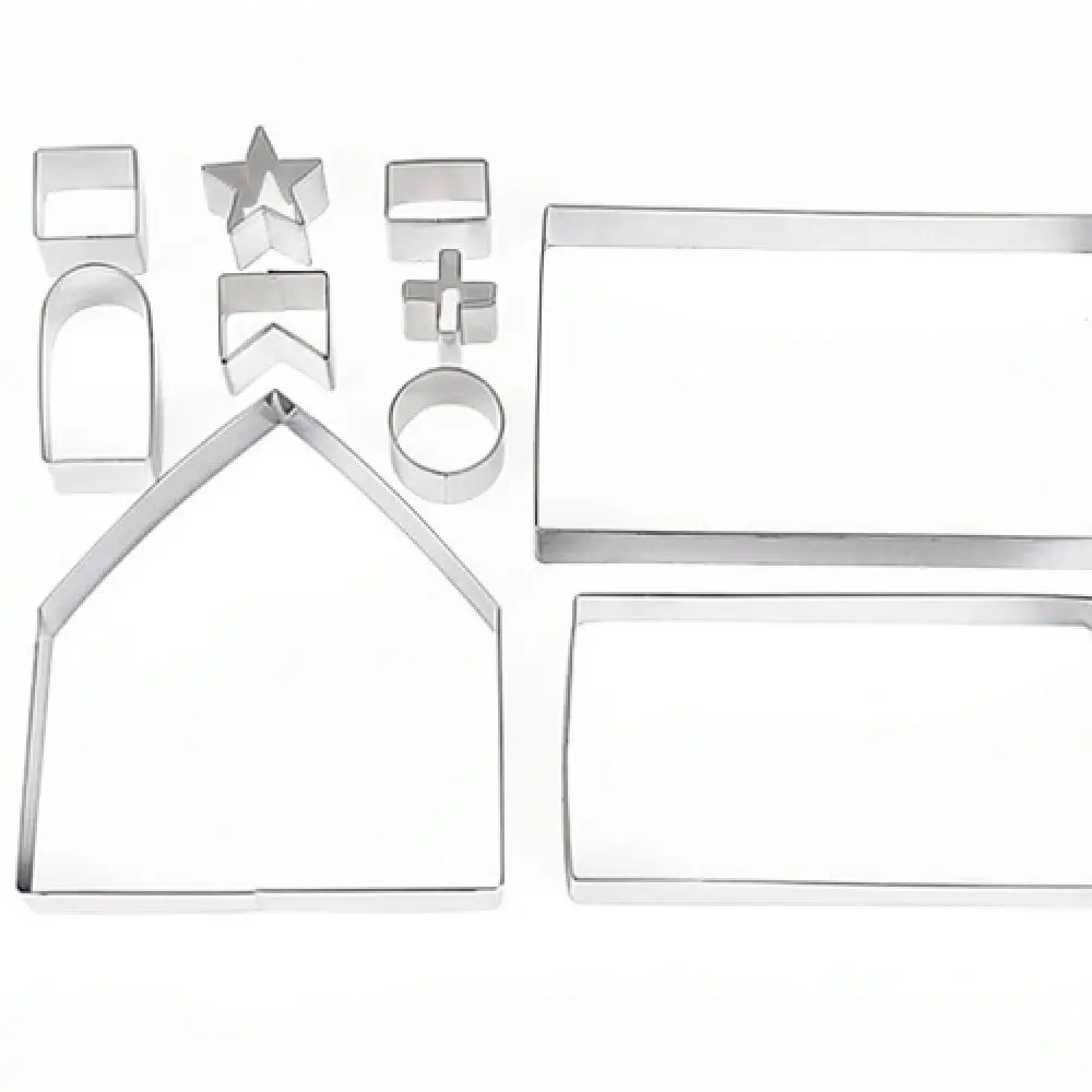 Baking Tools Gingerbread House Mold Set Stainless Steel 3D Biscuit Cutters For Pastry Decoration Kitchen Supplies
