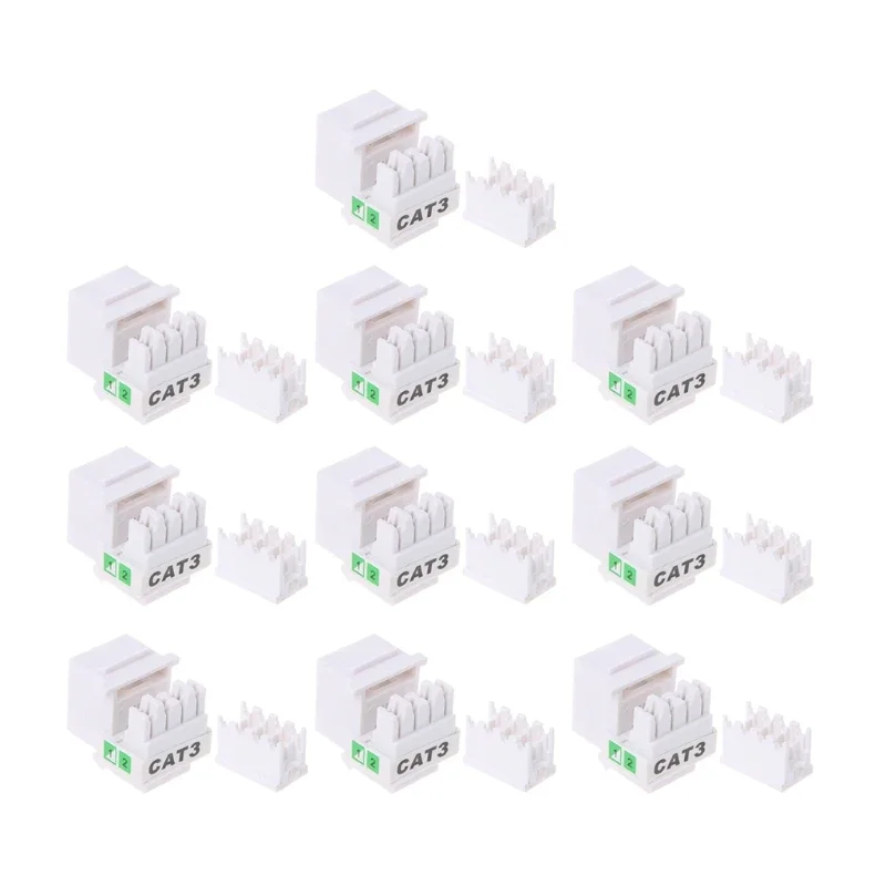 10x Telecom Voice Keystone  Tool-free Telephone Module RJ11 CAT3 Information Socket Voice Module Gold-plated Adapter