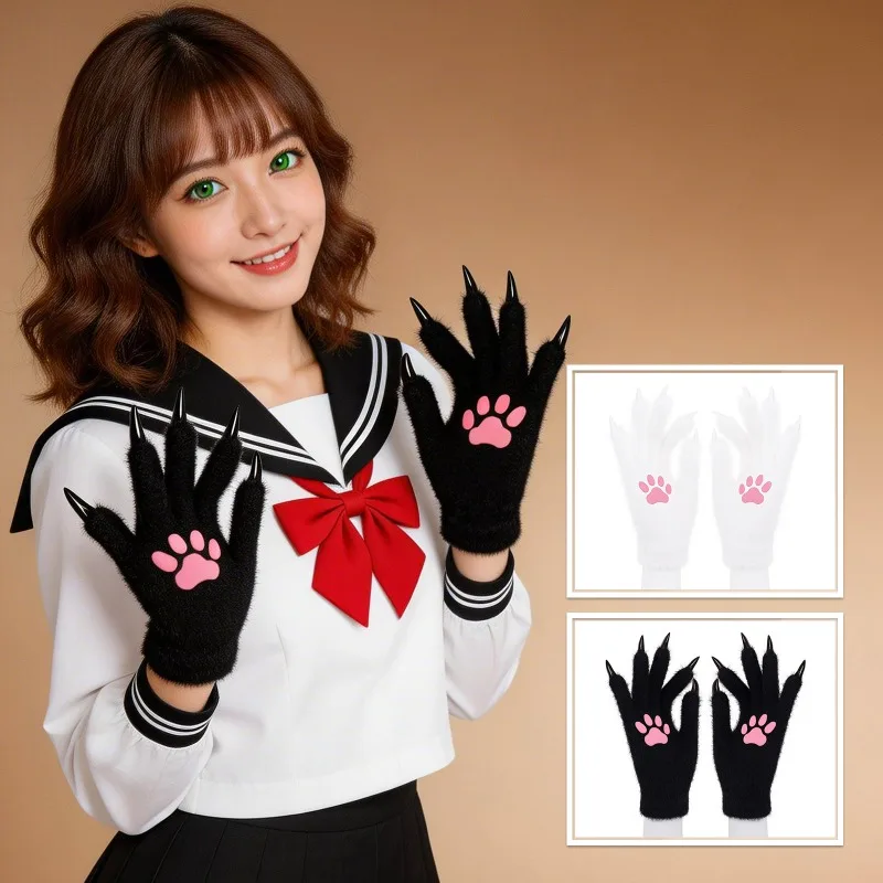 Animal Claw Gloves Silicone Meat Pad Short Five Finger Gloves Epoxy Nails Comic Exhibition Cos Ghost Claw Realistic Props