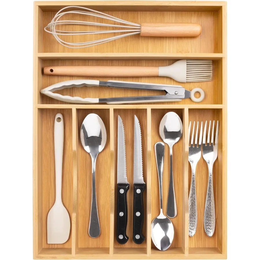 

Natural Utensil Organizer 12.5 Inch Silverware Organizer for Drawer Utensil Holder Cutlery Organizer Kitchen Drawer Organizer 7
