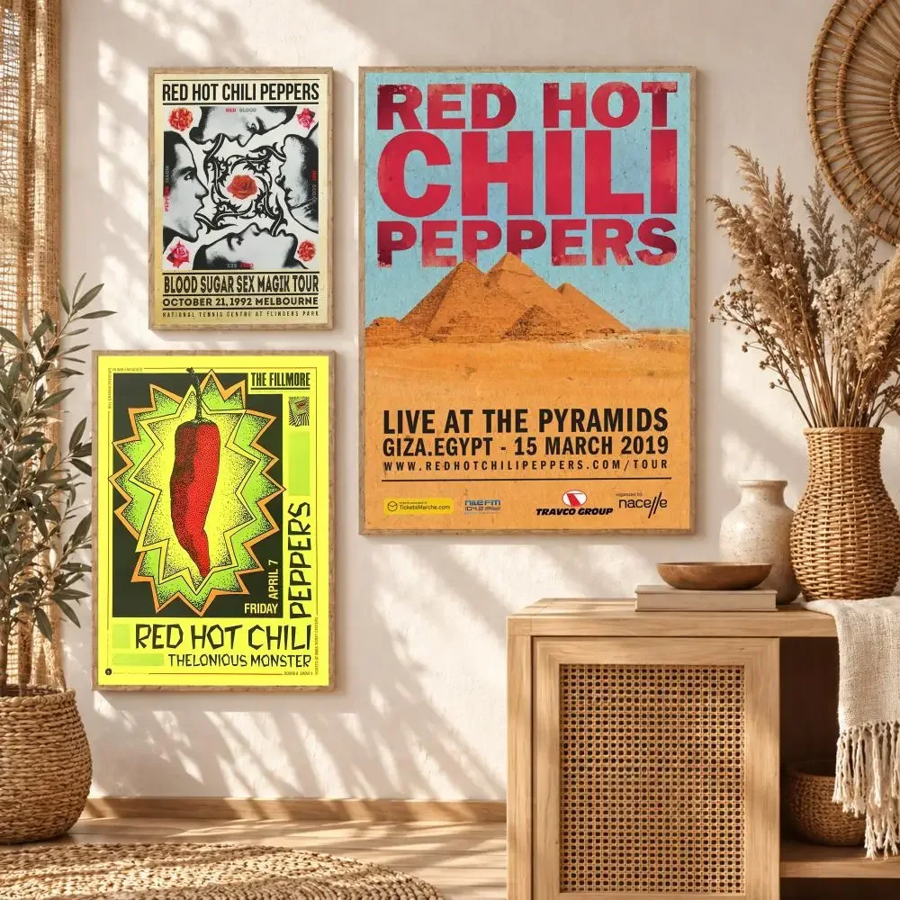 Rock Band Red Hot C-Chili Peppers Poster Stickers Painting Self-Adhesive Wall Art Decals for Bedroom Living Room Home Decor Gift