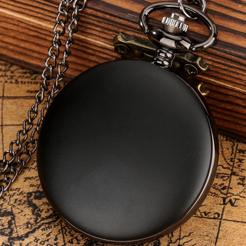 Creative Men Women Cosplay Black Graffiti Skull Quartz Pocket Watch Anime Clock Steapmpunk Fobs Chain with Necklace/Waist Chain