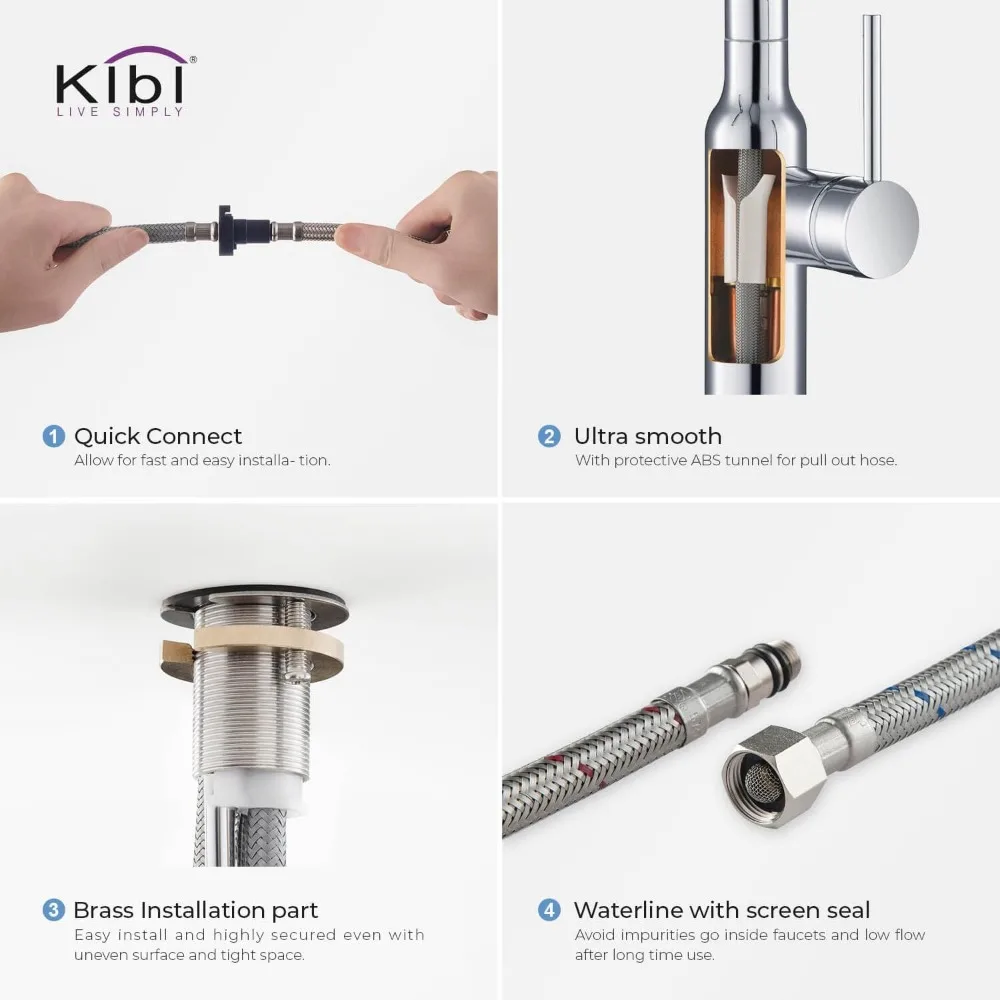 Keran Dapur High-Arc Pull-Down dengan Spout Putar 360 Derajat dan Konstruksi Kuningan Solid - Desain Tuas Tunggal untuk Kemudahan yang Lebih Baik