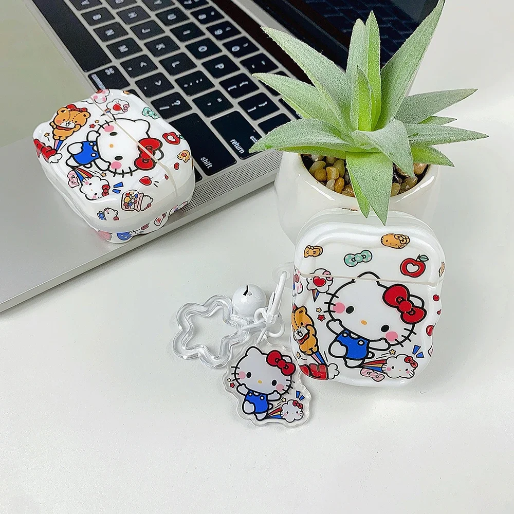 เคสหูฟังซานริโอ้ เฮลโล คิตตี้ น่ารัก สำหรับ Airpods 4 2 3 1 Pro 3 2 หูฟังบลูทูธไร้สาย พร้อมจี้ห้อย