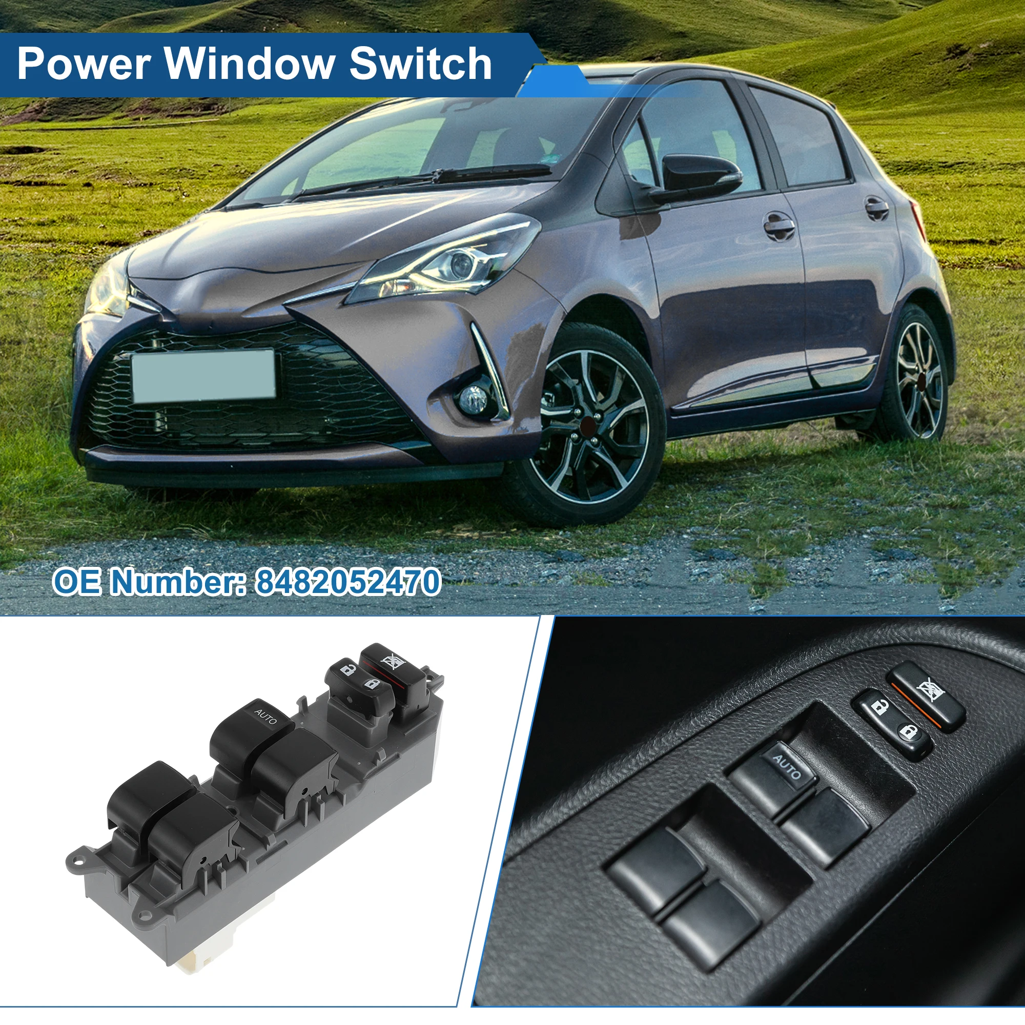 

UXCELL передний левый переключатель стеклоподъемника для Toyota Yaris 2011-2019 No 8482052470