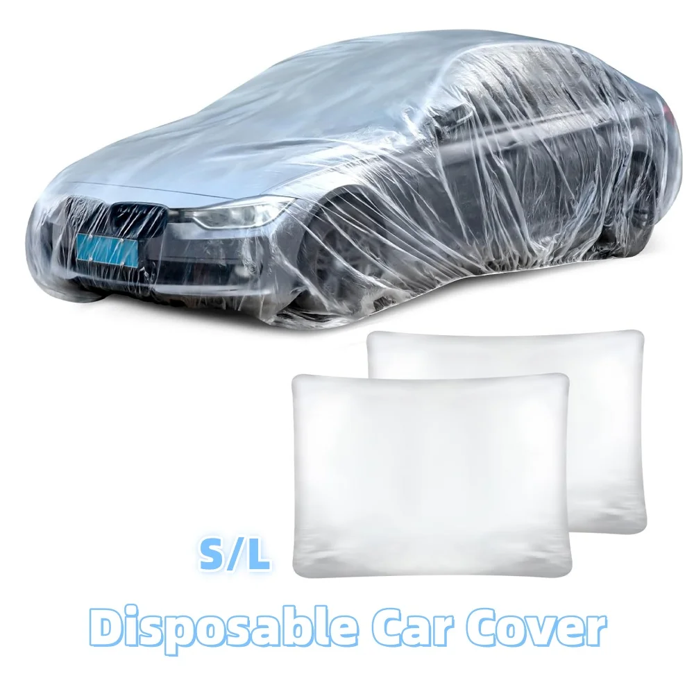 Disposable Transparent Car Cover Universal Rain Dust Garage Cover Dustproof Scratch Elastic Dust Cover Car Exterior Accessories