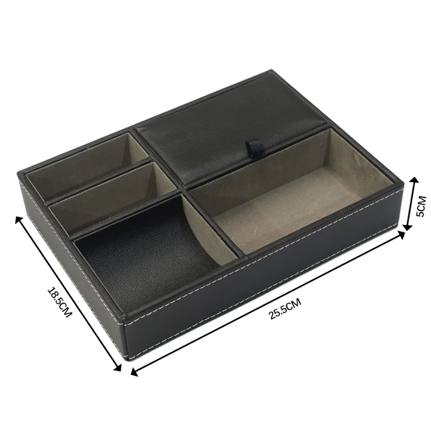 1pc Pu Leather Nightstand Tray Organizer For Men Desk Dressing Room Top Storage Box Jewelry Keys Phone Wallet Watch Accessories