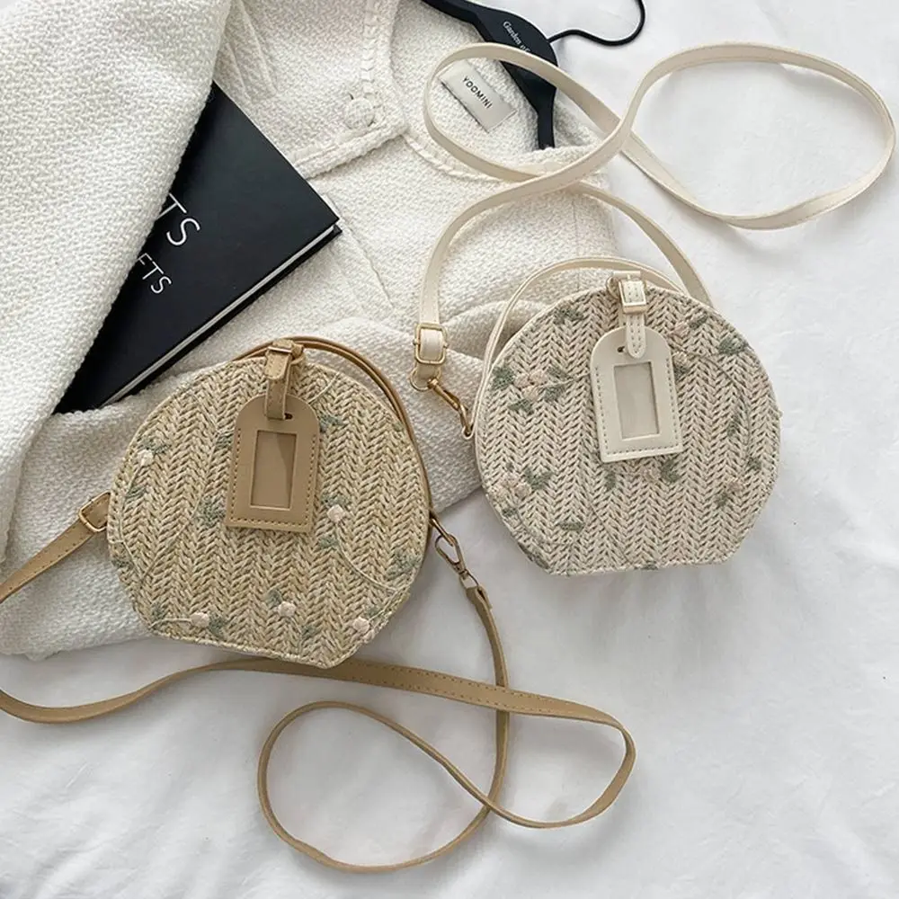

Fashion Women Summer Handbag Straw Bag Small Round Shoulder Bags Girls Crossbody Bags