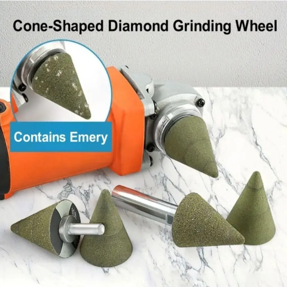 

50/100/200 Grits Cone Shape Polishing Wheel Cone Shape Engraving Stone Grinding Head Countersink Conical Tile Trimming Tool