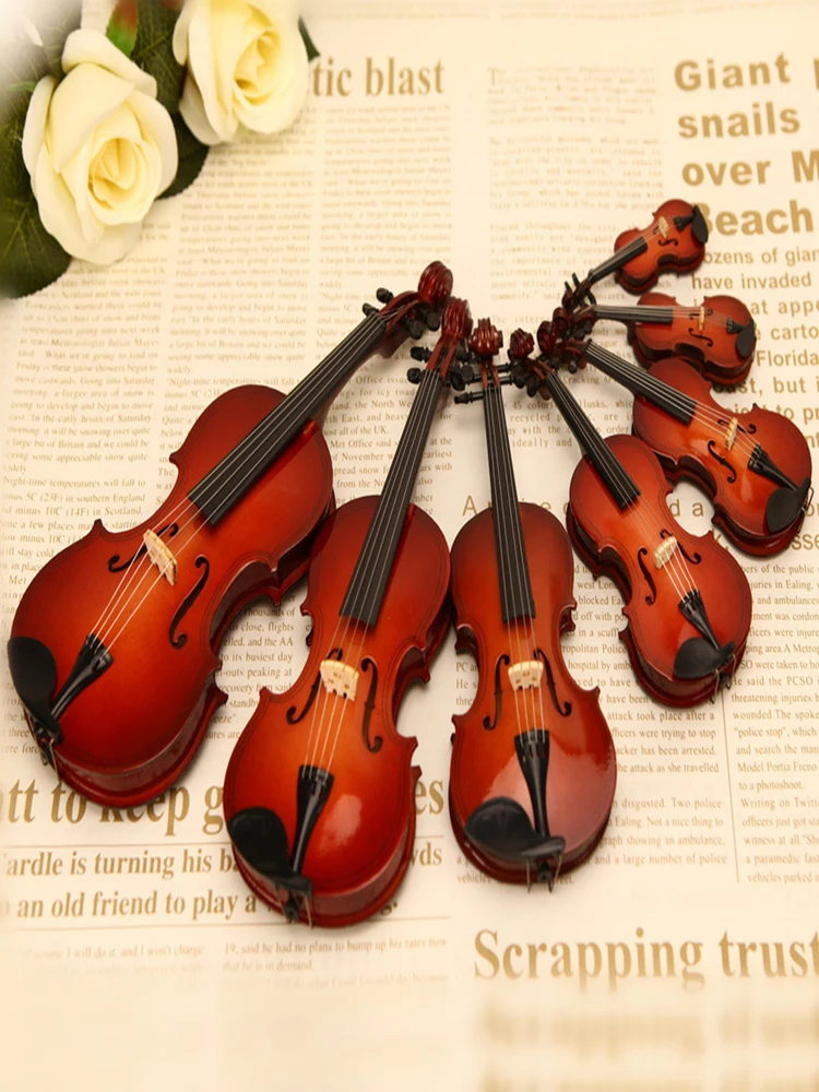 Mini Violon Miniature en Bois de 4 à 25cm, Modèle Musical, Décoration, Cadeau, Chambre à Coucher, Salon, avec Support, Ornements