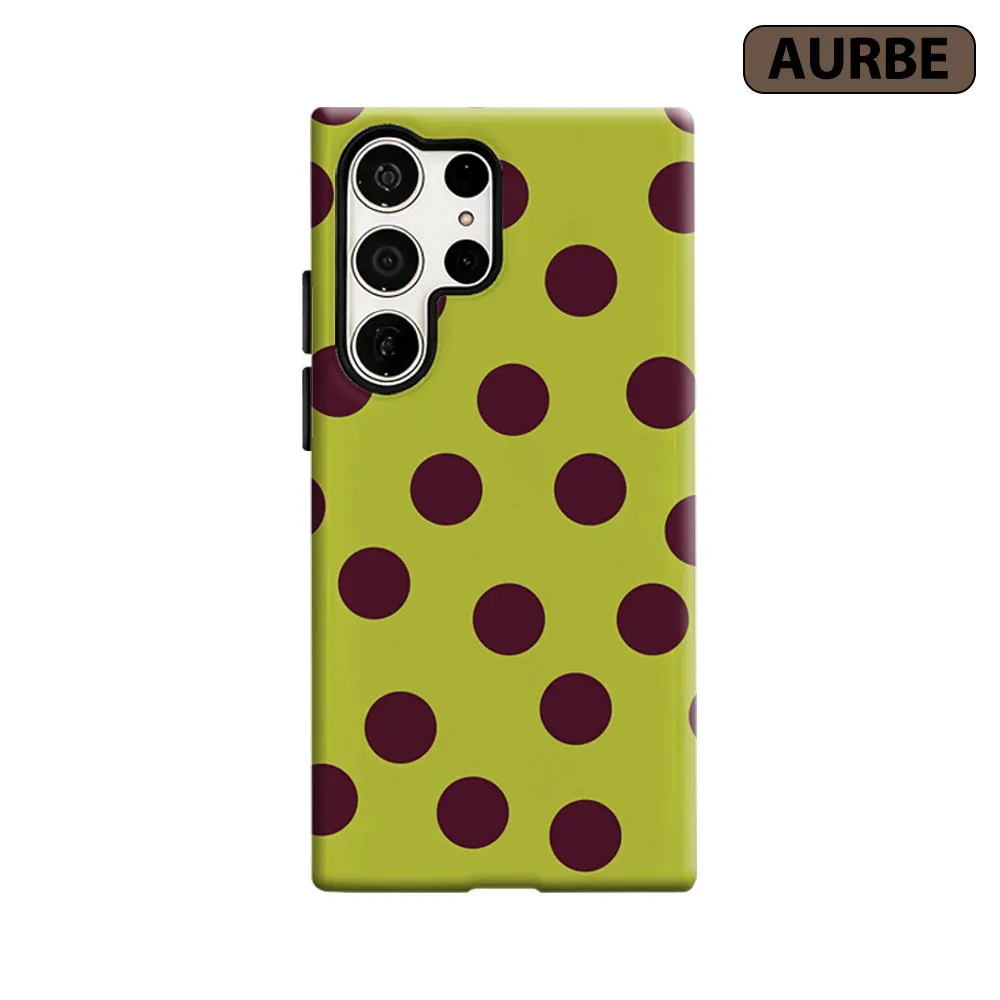 Aurbe Phone Case For Samsung Galaxy S26 S25 S24 S23 Ultra Plus HD Hard Lime Wine Dots Double Layer Film Cover