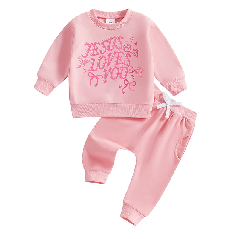 Sweat-shirt à Manches sulfet Pantalon artificiel astique pour Bébé Fille, Tenues d'Automne avec Lettres Imprimées et Nministériels d, Vêtements Mignons 2 Pièces
