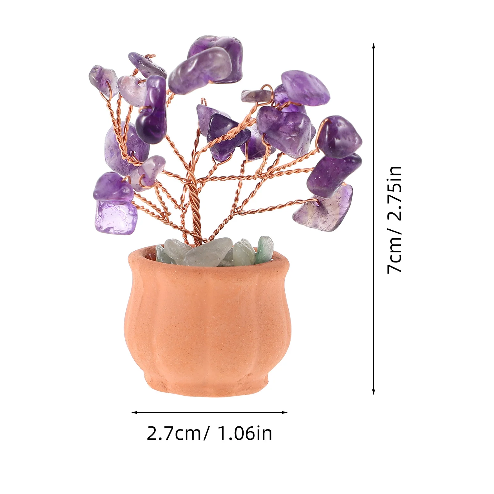 شجرة كريستال اصطناعية صغيرة 7-فرع رائعة فو زخرفة لمكتب غرفة المعيشة مكتب ديكور كريستال شجرة بونساي الديكور