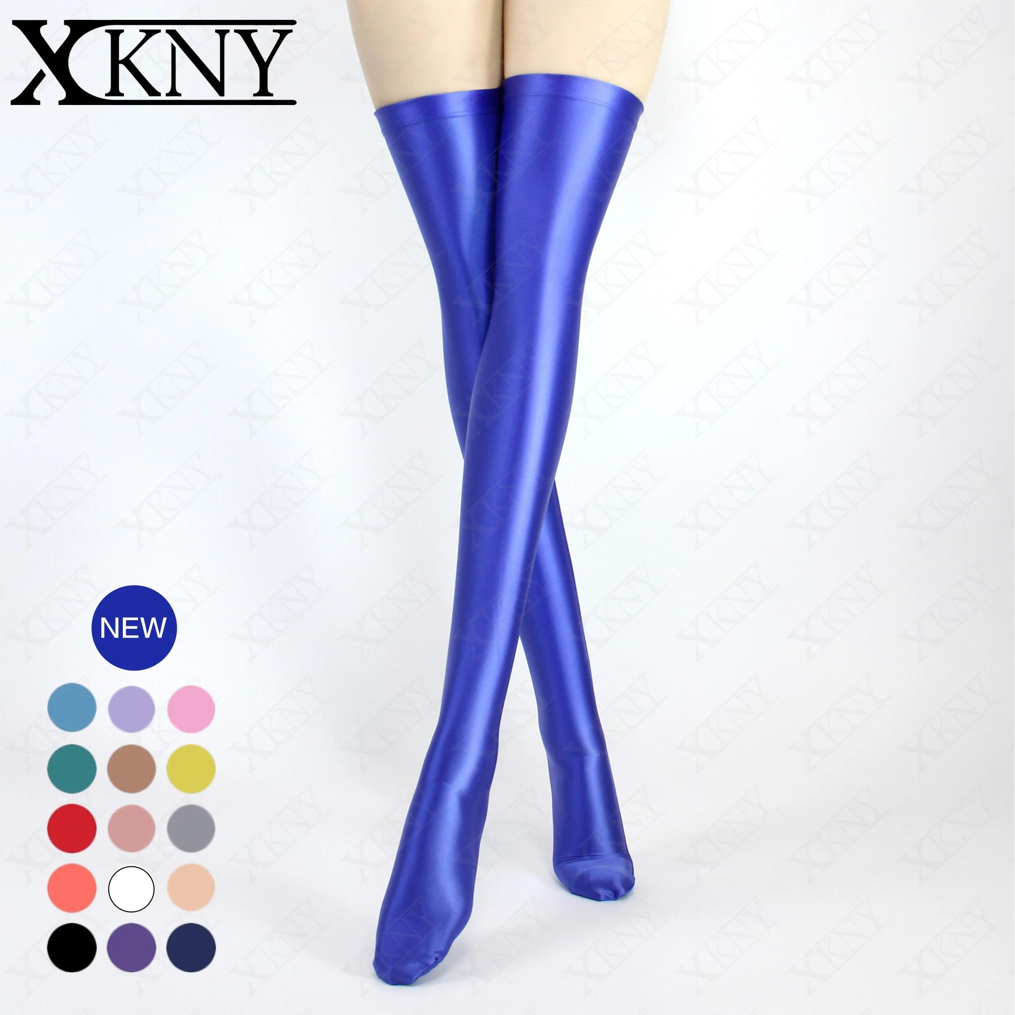 XCKNY satin glossy socks solid high oil silk elastic socks glossy glossy fabric socks women\'s knee length stockings