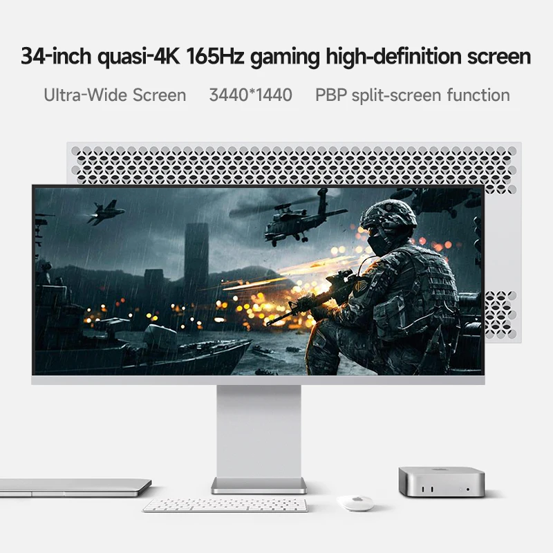 

Ultrawide 34 Inch WQHD 3440x1440 165Hz Gaming Monitor 1ms 100% sRGB Built-in Speakers Low Blue Light with Aluminum Alloy Body