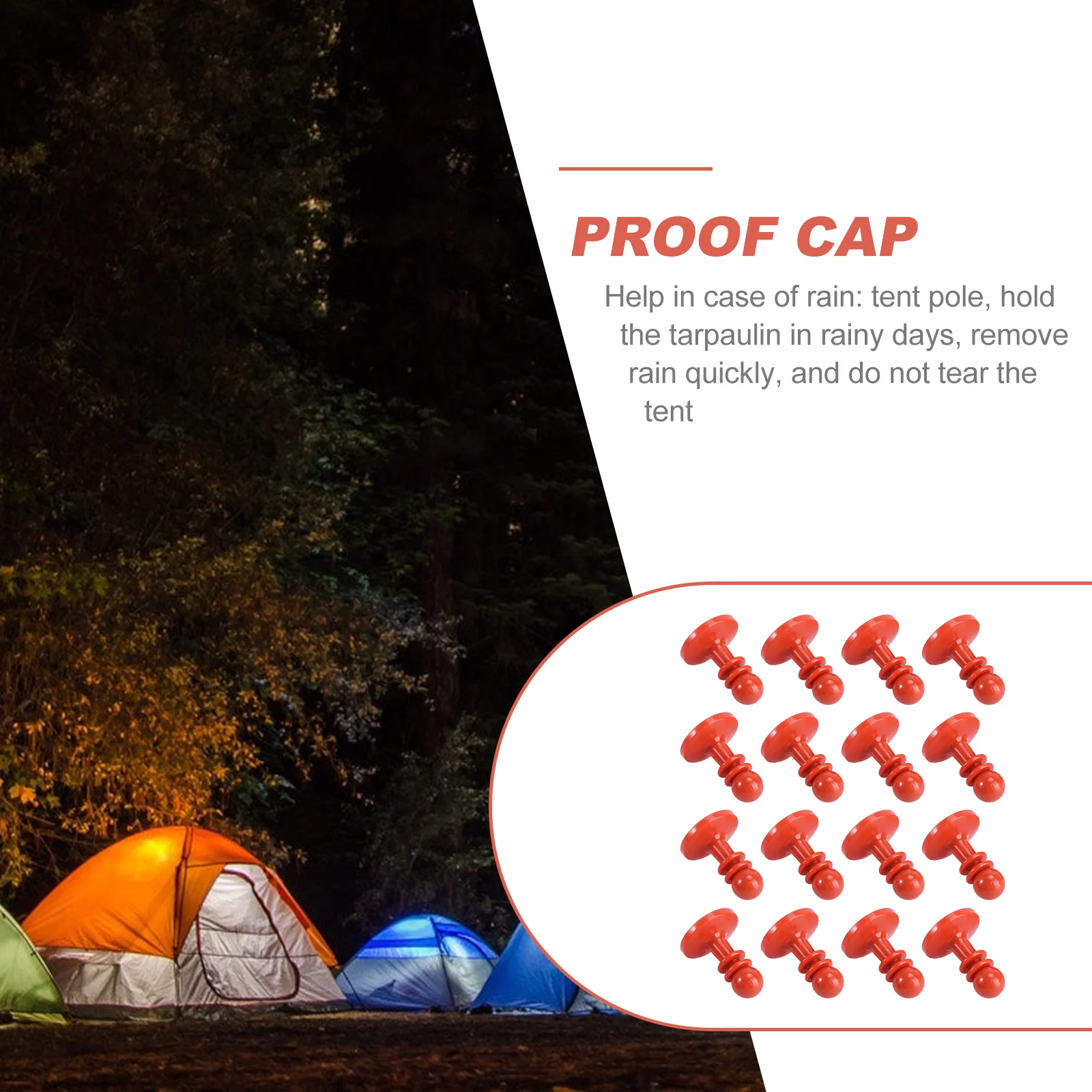 

16pcs Canopy Cap Rainproof Tent Pole Support Tarpaulin Grabber Camping Hiking Tent Tarp Grabbers Hat Safety Kit