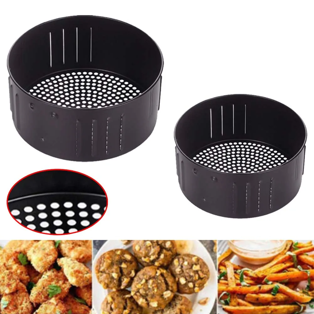 2.6L/ 3.5L Air Fryer Basket Kitchen Roasting Cooking Tool Air Fryer Basket Baking Tray Airfryer Pan Kitchen Accessories Black