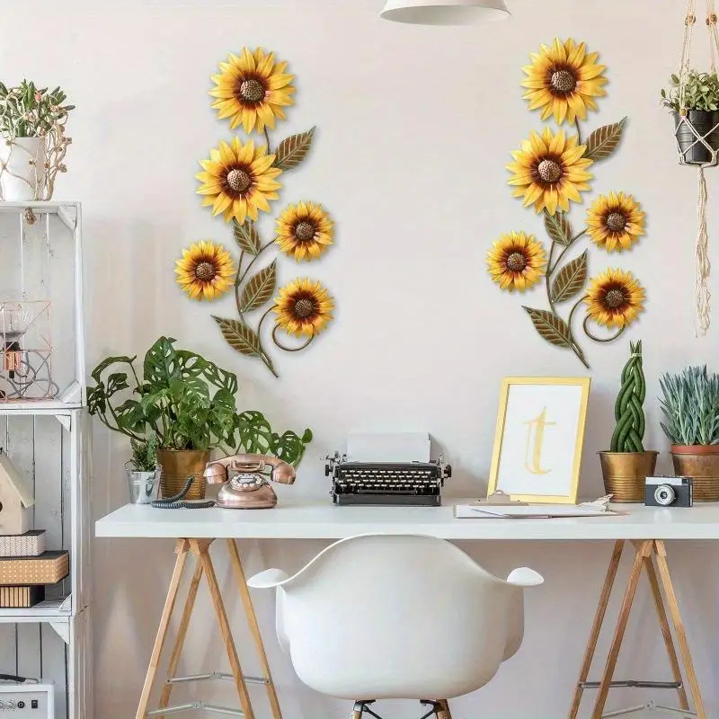 

Summer Sunflower Wall Decor Home Simulation Iron Craft Outdoor Garden Fence Decoration Ornaments Iron Material