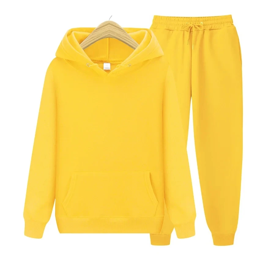 

Men's Autumn and Winter New Solid Color Hoodie+pants Two-piece Set Fashionable Casual Sports Set Size S-5XL