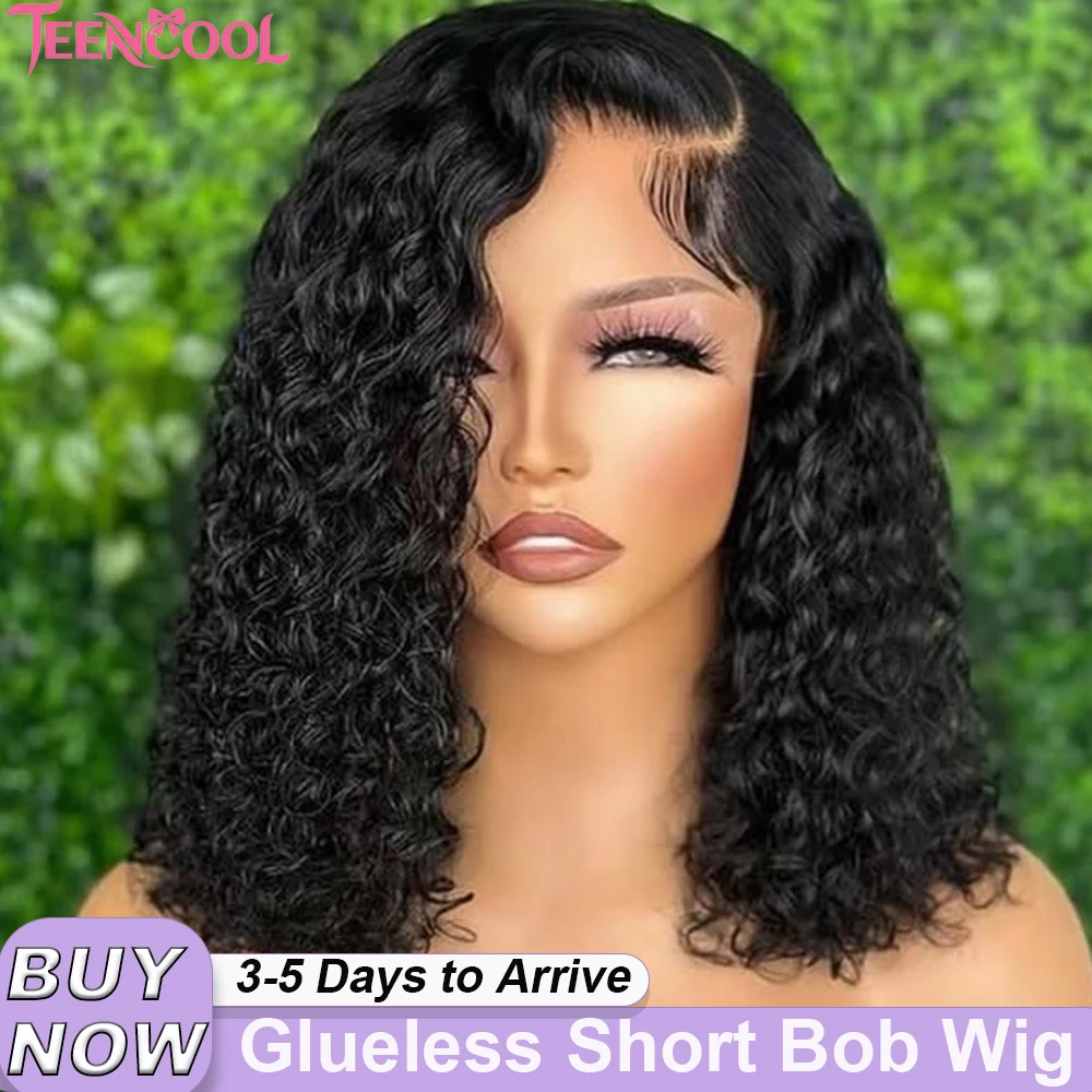 

Hot Seller 5x5 Glueless Wig Human Hair 4x4 Lace Front Water Wave Curly Short Bob Wig 200% Density Deep Wave 13x4 13x6 HD Lace Frontal Wigs