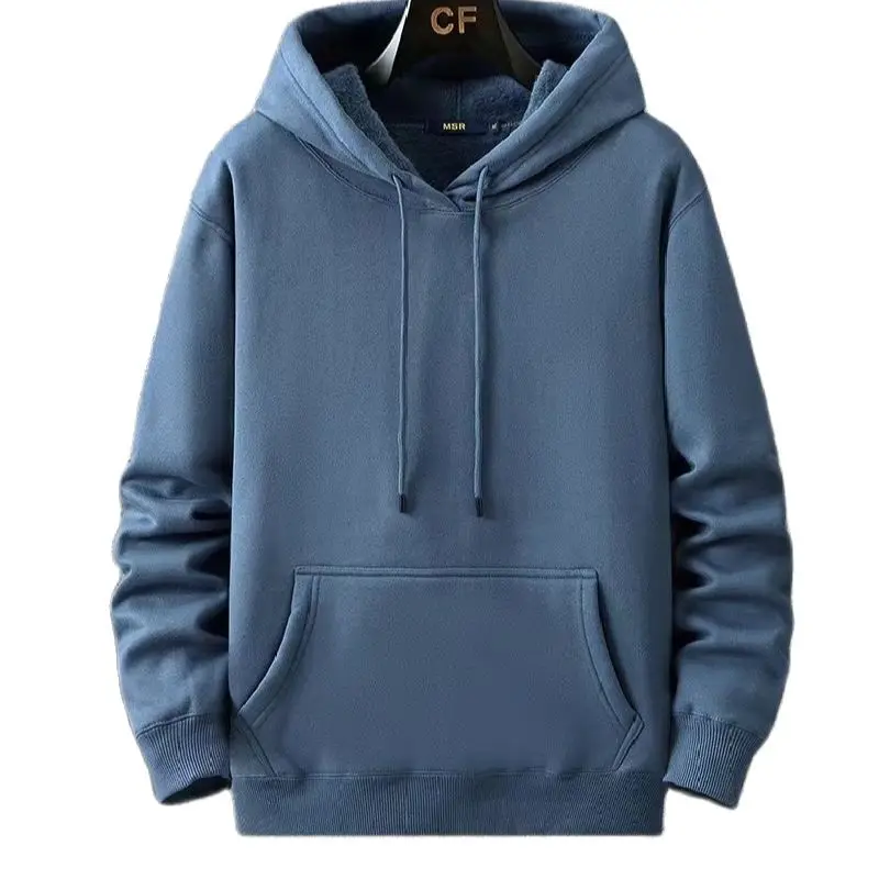 800g Heavy Weight Fashion Men\'s Hooded New Autumn/Winter Casual Thick Cotton Plus Size L-12XL Top Solid Color Hooded Sweatshir