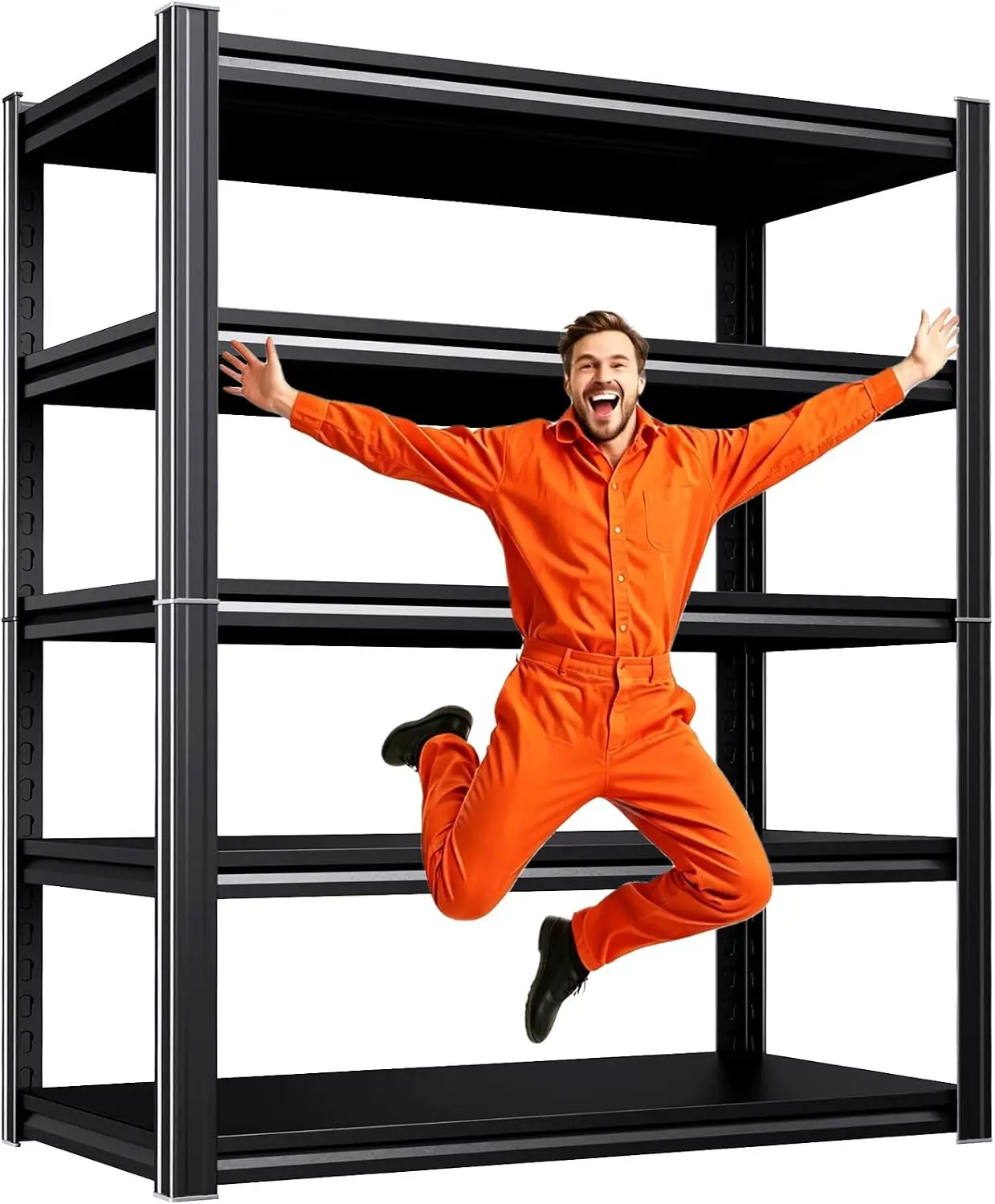 72''H 35''W Heavy‑Duty 5‑Tier Adjustable Metal Garage Storage Shelves, Utility Steel Shelving Unit for Garage Kitchen Pantry Laundry Room