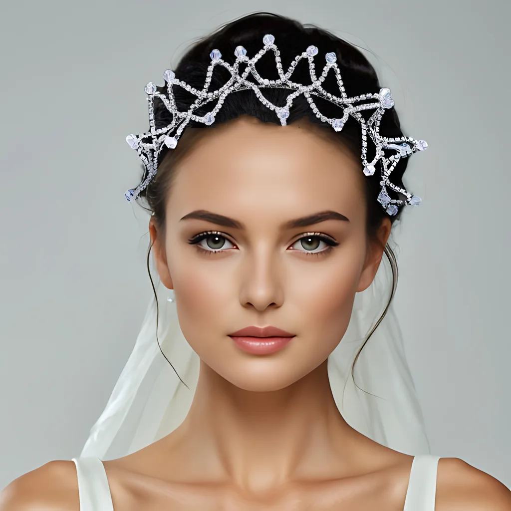 Bride Small Crown Hair Hoop Shiny Rhinestone Chain And Crystal Wedding Headband Hair Accessoriess Party Decorative HP685