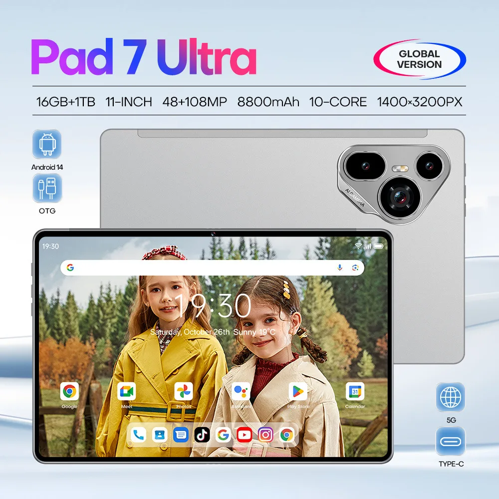 WM PAD 7 Ultra 10.1 Inch Tablet Android Phablet Support phone SIM cards 16GB RAM 256GB ROM 4 Cores,1TB Expand