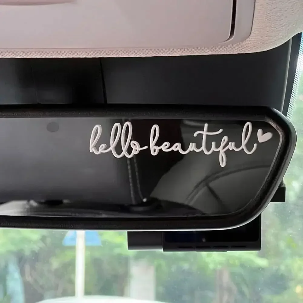 Artistic Hello Beautiful English Letters Car Rearview Mirror Stickers Car Accessoies Ornamnts Auto Interior Moulding Decorative