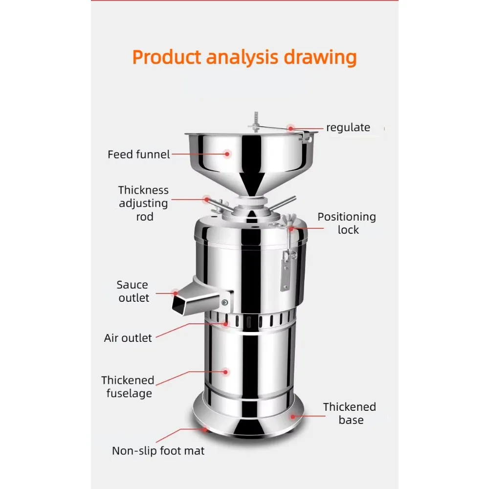 Commercial colloid mill grinder for pistachios, hazelnuts, almonds, cashews, peanut butter, and sesame paste.