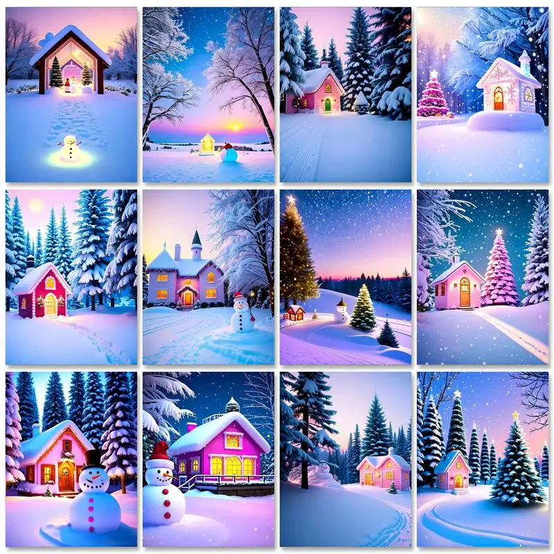 

GATYZTORY Acrylic Painting By Numbers Diy Gift Winter Landscape For Adults Drawing By Numbers Home Decors On Canvas Handmade