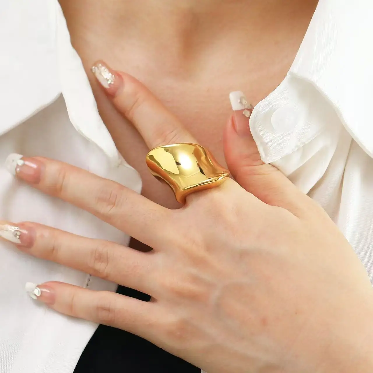 2025 New Punk Style 3 PCS Irregular Men's And Women's Geometric Opening Ring, Fashion Minimalist, Suitable For Men And Women Dai image 5
