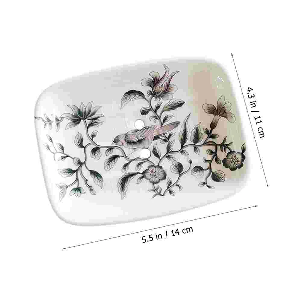 Ceramic Hand-painted Soap Dish for Sink with Pattern Decorative Holder Ceramics Box Gift Bar Container Bathroom Easy to Clean