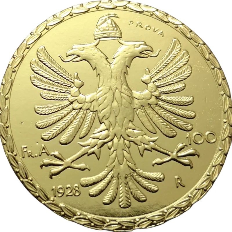 1928 Albania 100 Franga Ari-Zog I prova pattern Gold Copy Coin (Type 1 )