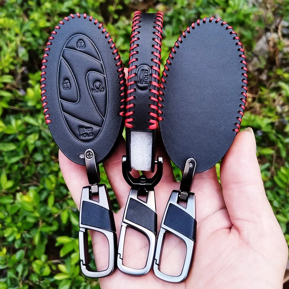 5/7 Buttons Leather Car Remote Key Case Cover Shell for Hyundai IONIQ 6 New Grand Prix GN7 Kona Protector Fob Bag Accessories