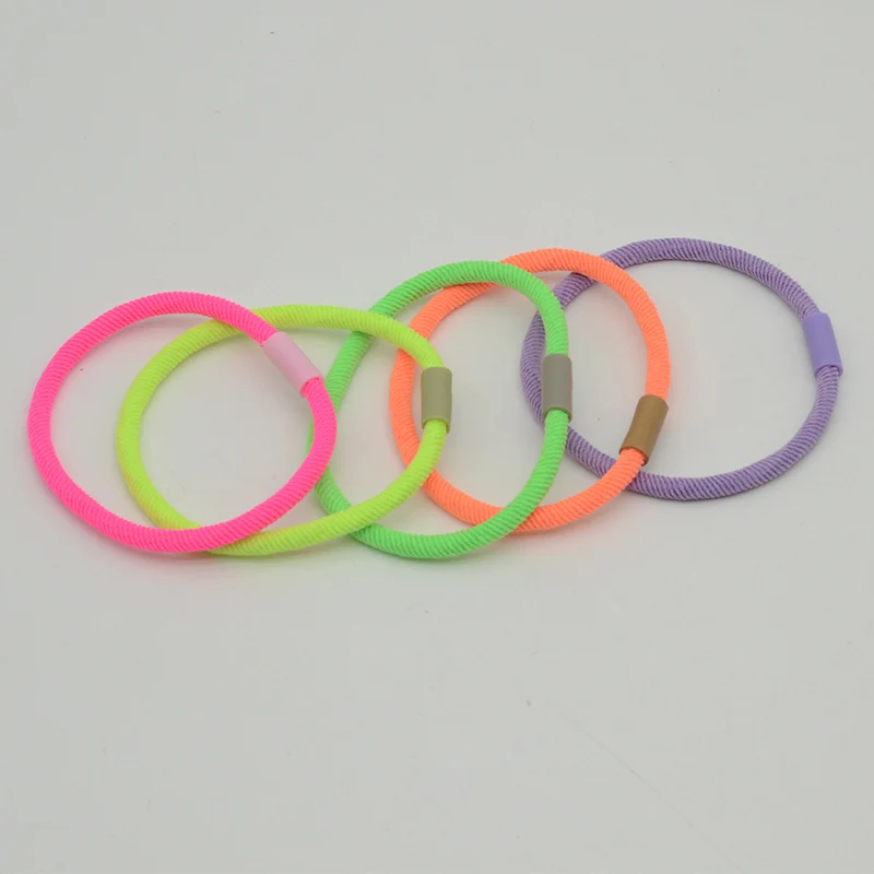 50 Stück 4 mm Neonfarbene Twilled Cords elastische Haarbänder 5 mm Beige Kaffee Gummi Haargummi für Mädchen Pferdeschwanzhalter Haargummis – Detail 4