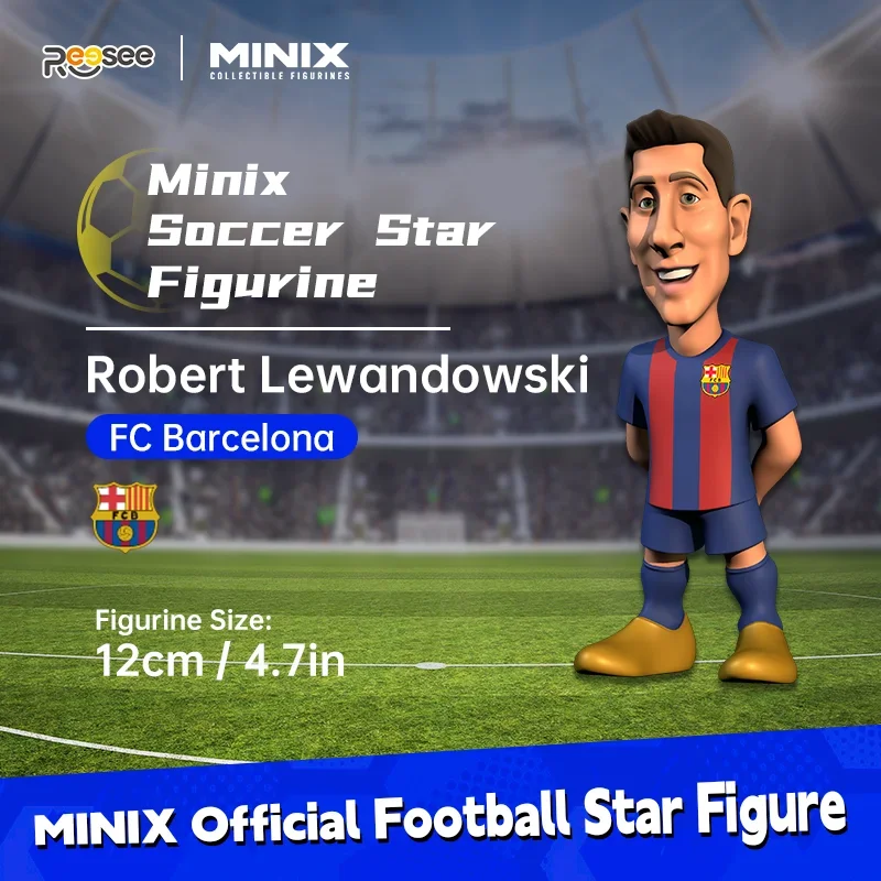 MINIX Robert Lewandowski 12cm FC Barcelona Football Player Doll La Liga Soccer Toy Birthday Gift for Boys Fans Collection Orname