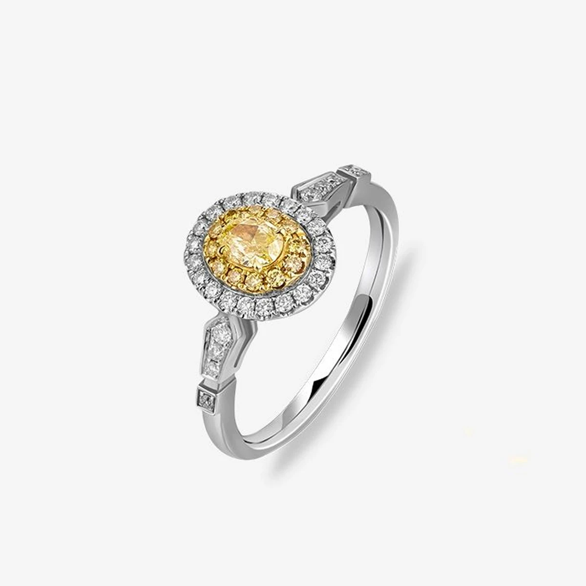 Vintage Oval Cut Yellow Diamond Rings 14K 18K White Gold Yellow Oval Lab Grown Diamond Ring Trendy Elegant Women Jewelry