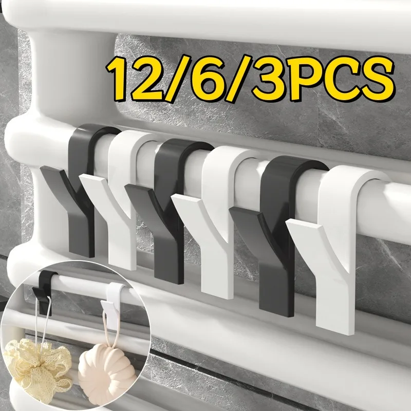 Kitchen Bathroom Hanger Clips Storage Racks White Clear Hanger Heated Towel Radiator Rail Clothes Scarf Hanger Hooks Holder
