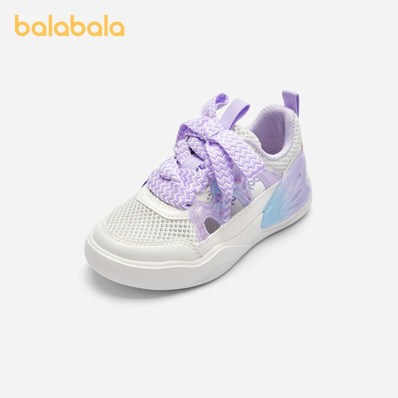 Balabala Kids Sneakers Girls Skate Shoes Children Shoes 2024 Summer New Arrival Breathable Mesh Shoes with Sweet Butterfly Bow