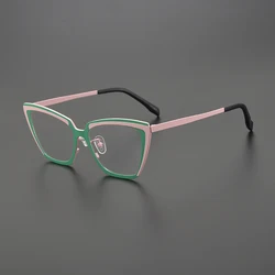 High-quality pure titanium glasses frame men's and women's fashion color matching optical glasses luxury brand makes prescriptio
