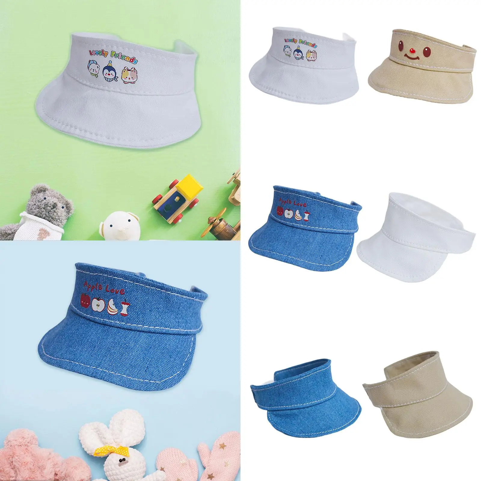 Plush Doll Visor Hat Plush Doll Sun Visor Hat Dress up Your Dolls Photo Props Pretend Play Stylish Doll Accessories Soft