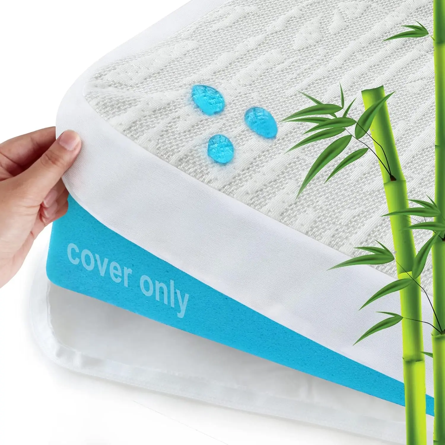 

Mattr Topper Cover Protector Queen Size 2 H, 100% Waterproof Viscose Made From Bamboo Cooling Mattr Topper Encasement Zippered