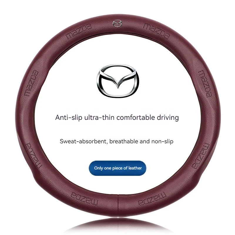 For Mazda 3 5 6 SKYACTIV Axela Atenza CX30 CX5 CX8 CX9 MX5 RX8 RX7 BT50 Carbon fiber Leathe Car Steering Wheel Cover Accessories