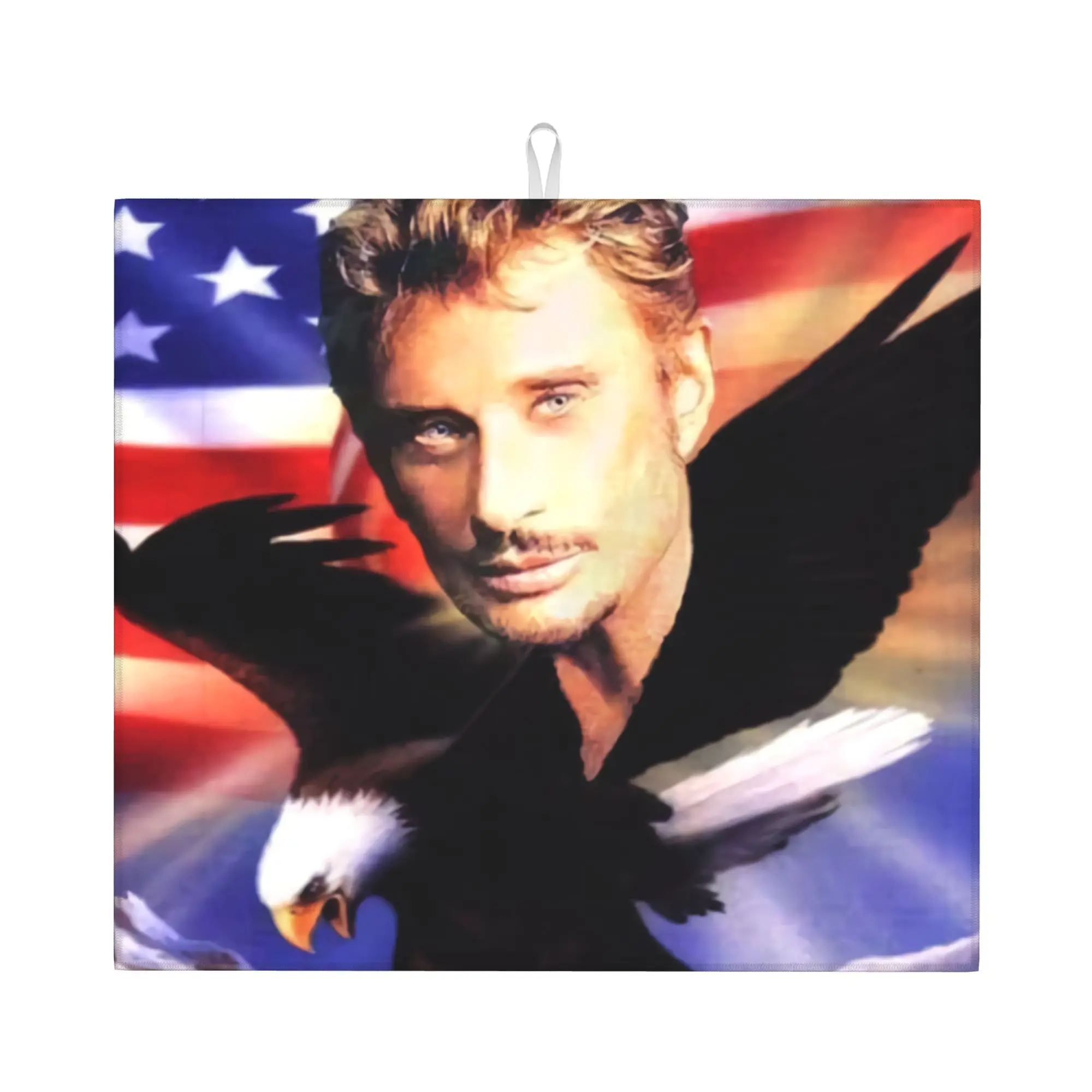 Drying Mat For Kitchen Johnny Hallyday Barware Tableware Oil Proof Singer French France Washable Kitchen Sink Drying Pad