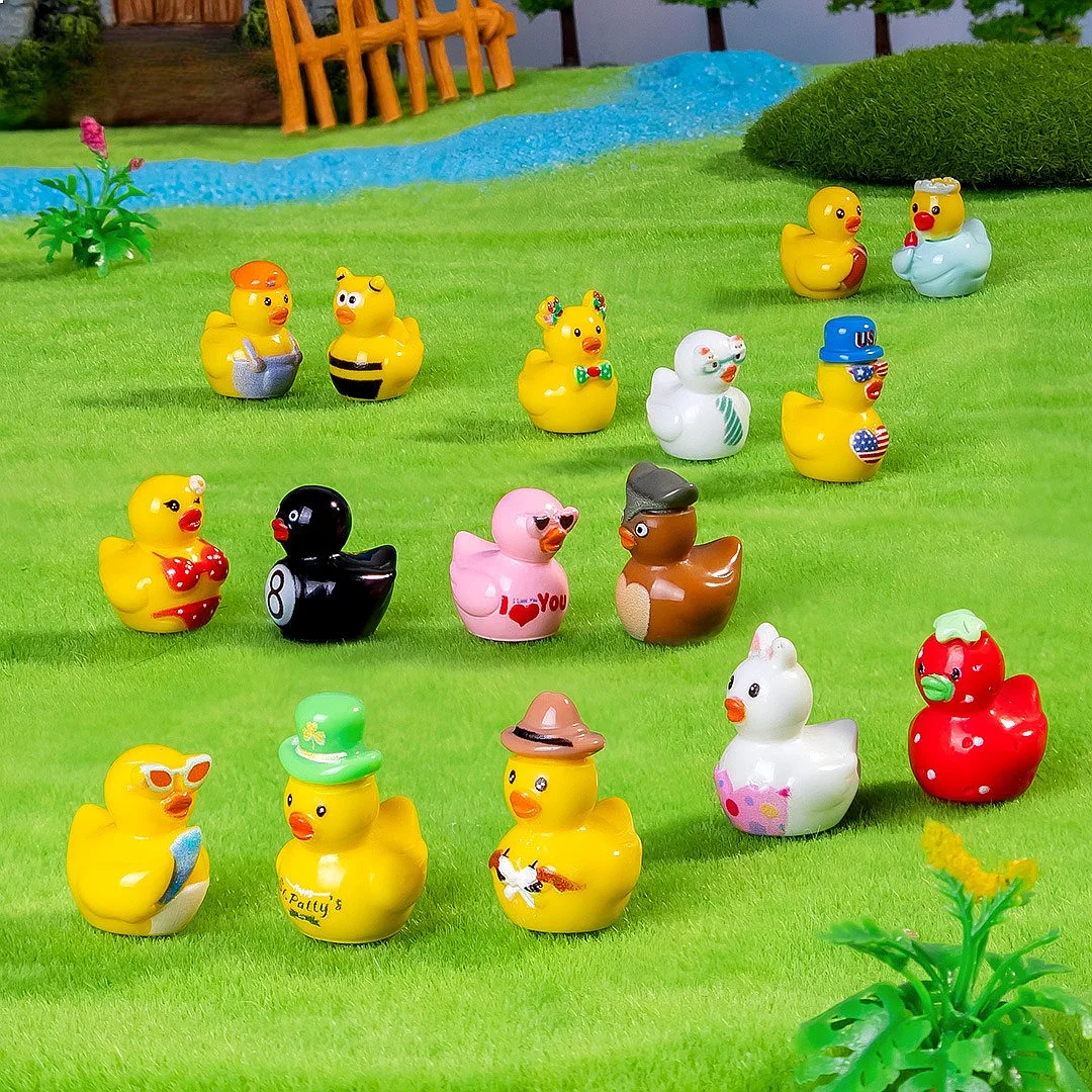 Image of 100 Stück Niedliche Enten-Figuren aus Harz, Cartoon-Tier Miniatur-Ornamente für Puppenhaus und Feengarten-Dekoration, Großhandel Bastelzubehör
