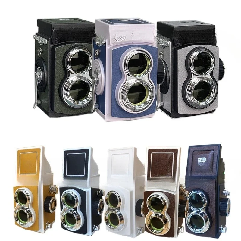 Vintage Camera Model Leather Double Reflex Camera Prop Ornament